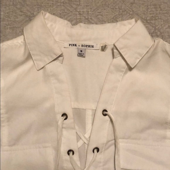 Lace-Up Shirt with Collar - Picture 3 of 3